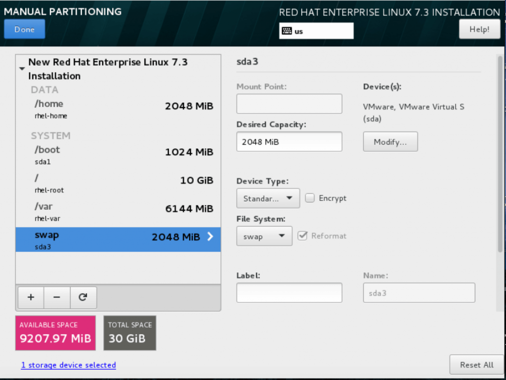 Step by step RedHat Enterprise Linux 7.x Installation guide with screenshots 18 Manual Partitions layout
