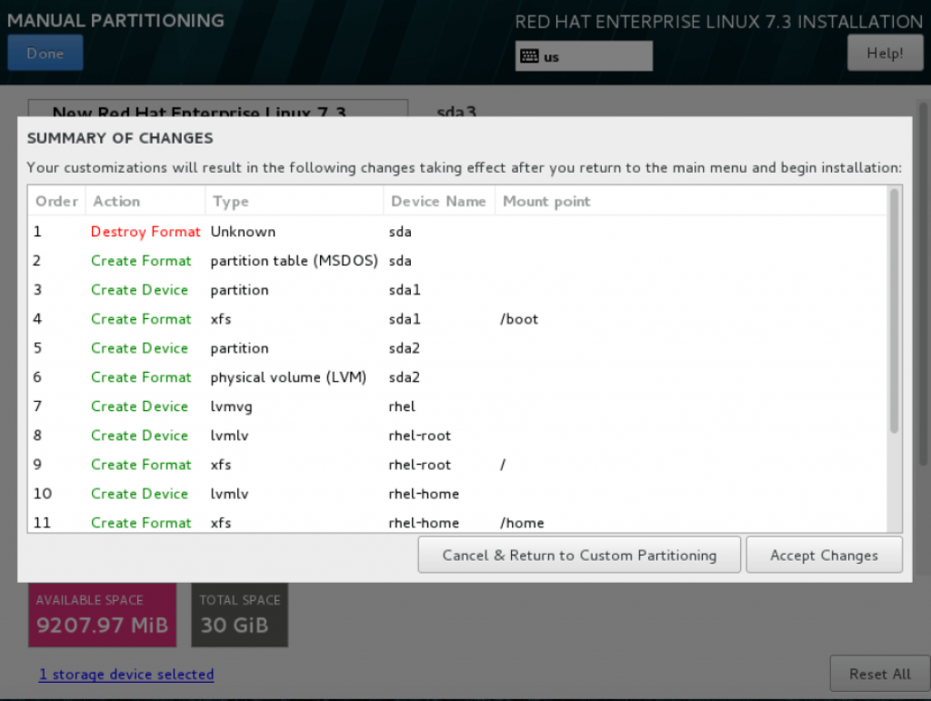 Accept changes to create with partitions and filesystems