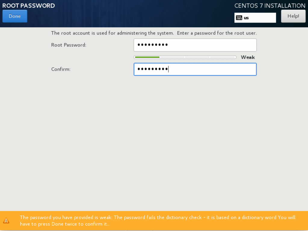 Create root password