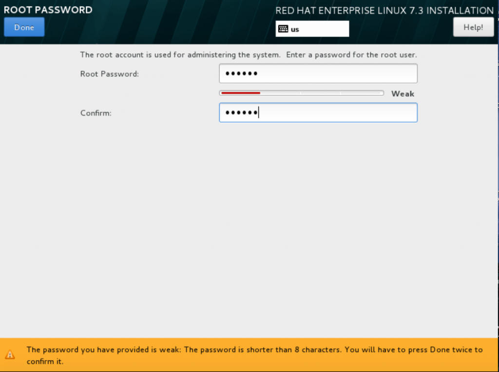 Create root password