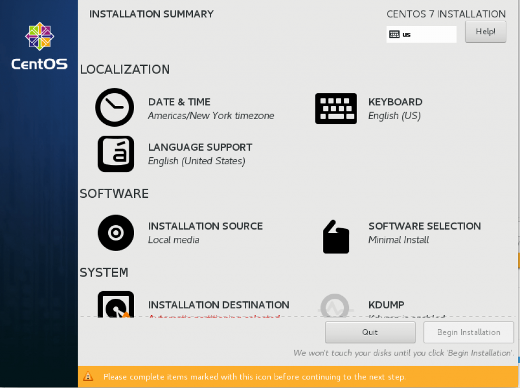 Installation Summary Window