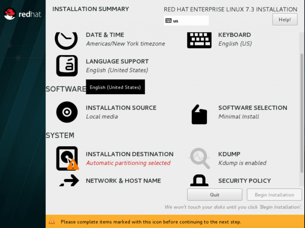 Installation Summary window