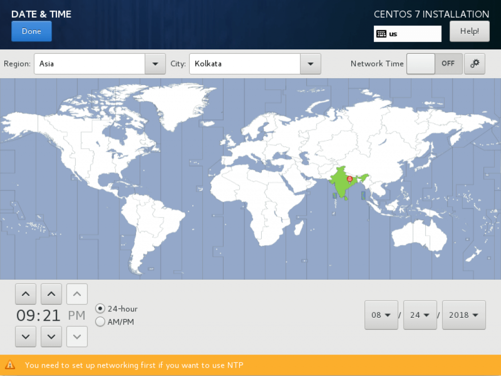 Selecting Timezone