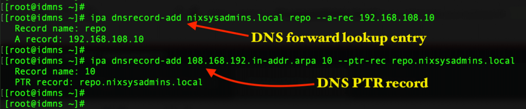 Create DNS records using IPA command from CLI