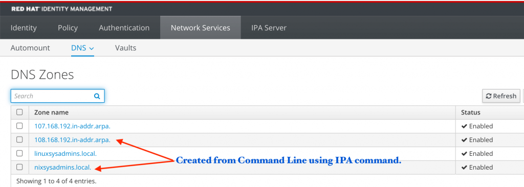 DNS zones created from IPA command line