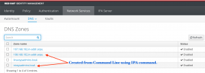 DNS zones created from IPA command line