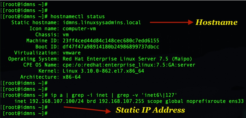 IPA server static IP and hostname