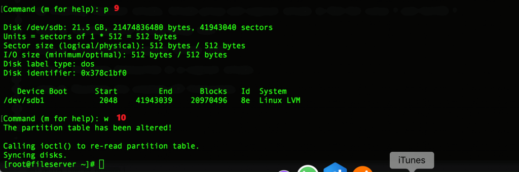 Partitioning the disk for LVM 1