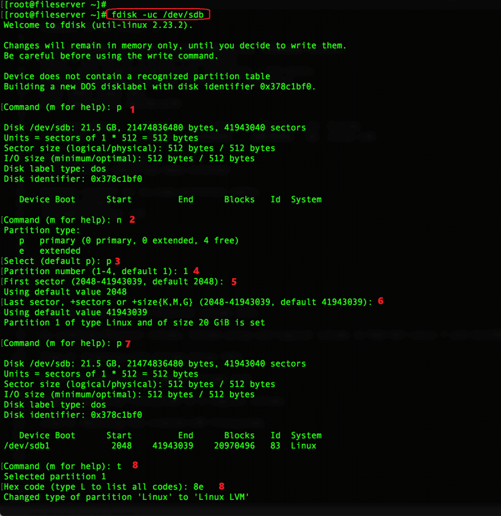 Partitioning the disk for LVM