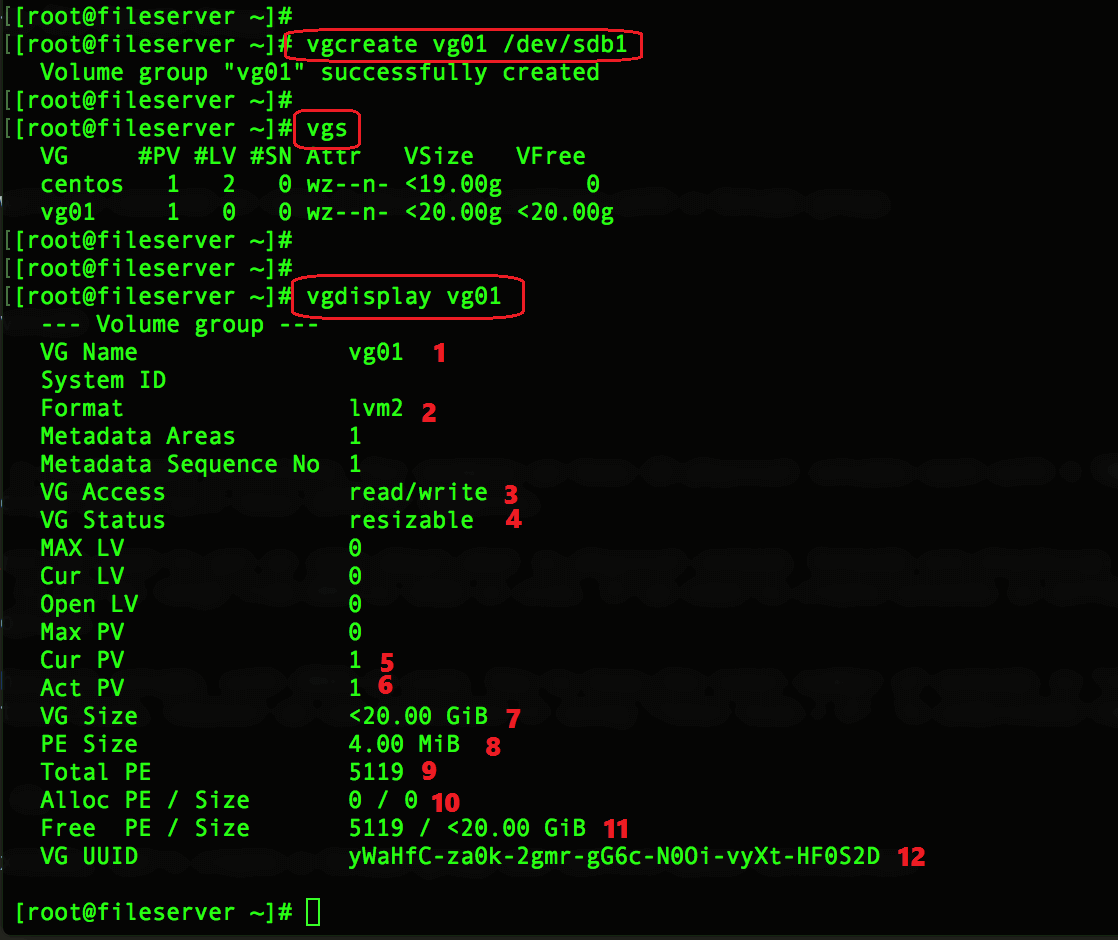 Volume group creation using physical volume in LVM