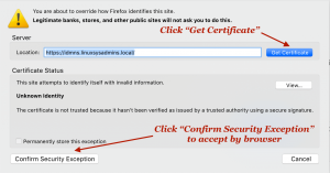 confirm security exception for IPA server