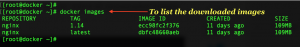 docker images to list all downloaded images