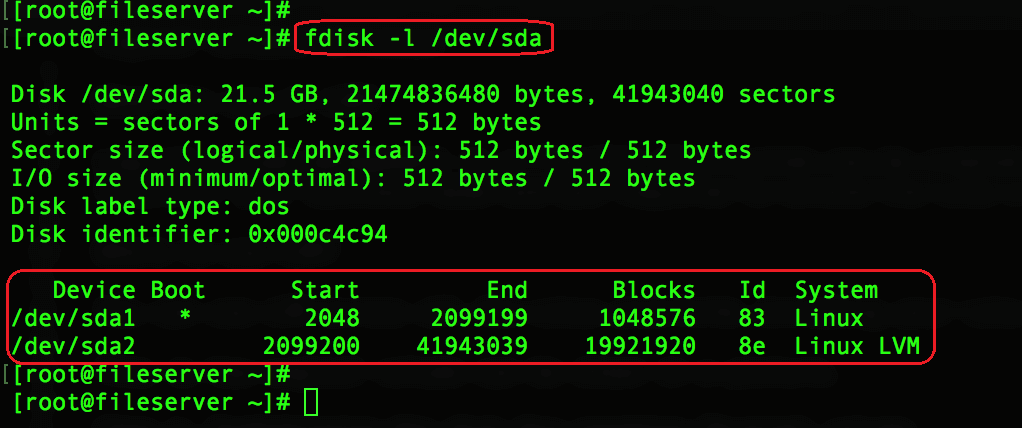 listing the disks using fdisk