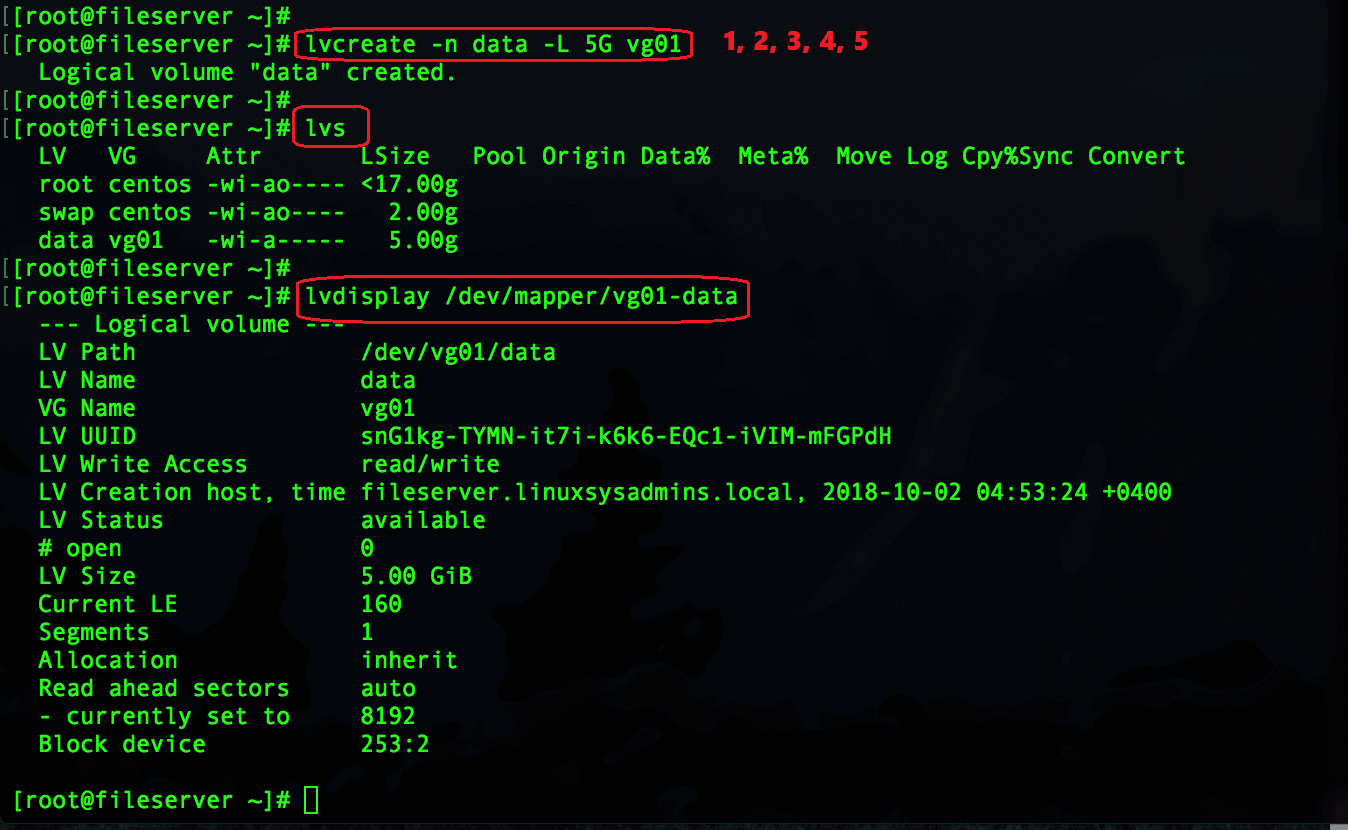 logical volume creation using GB in Size