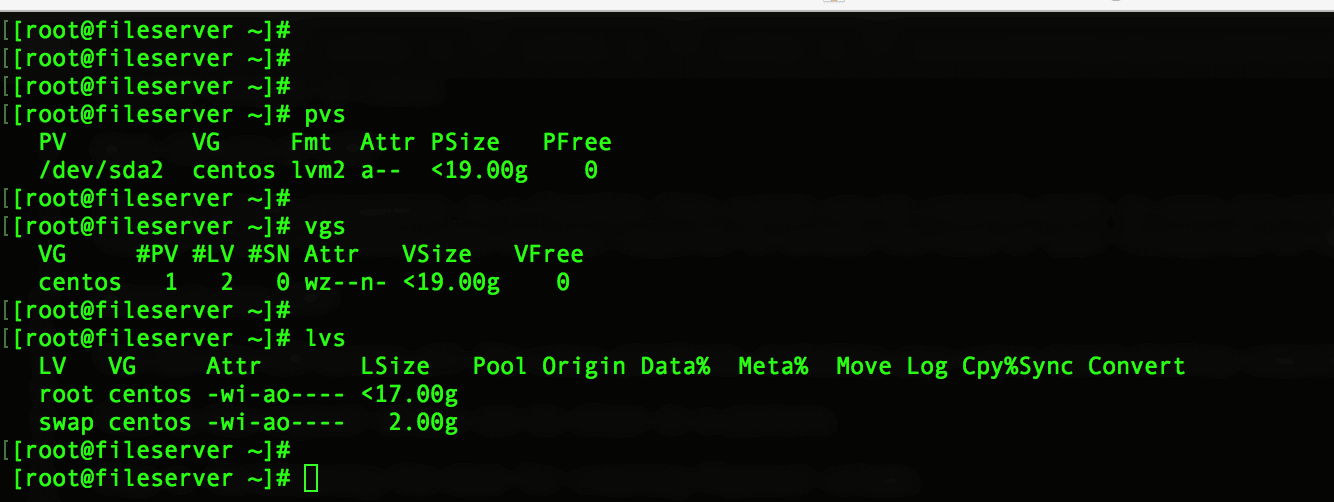 pvs vgs lvs commands in Linux for LVM