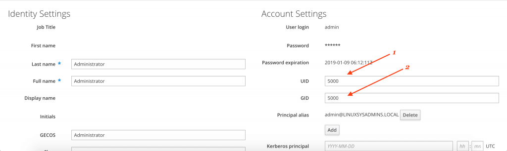 user defined UID and GID for IPA server