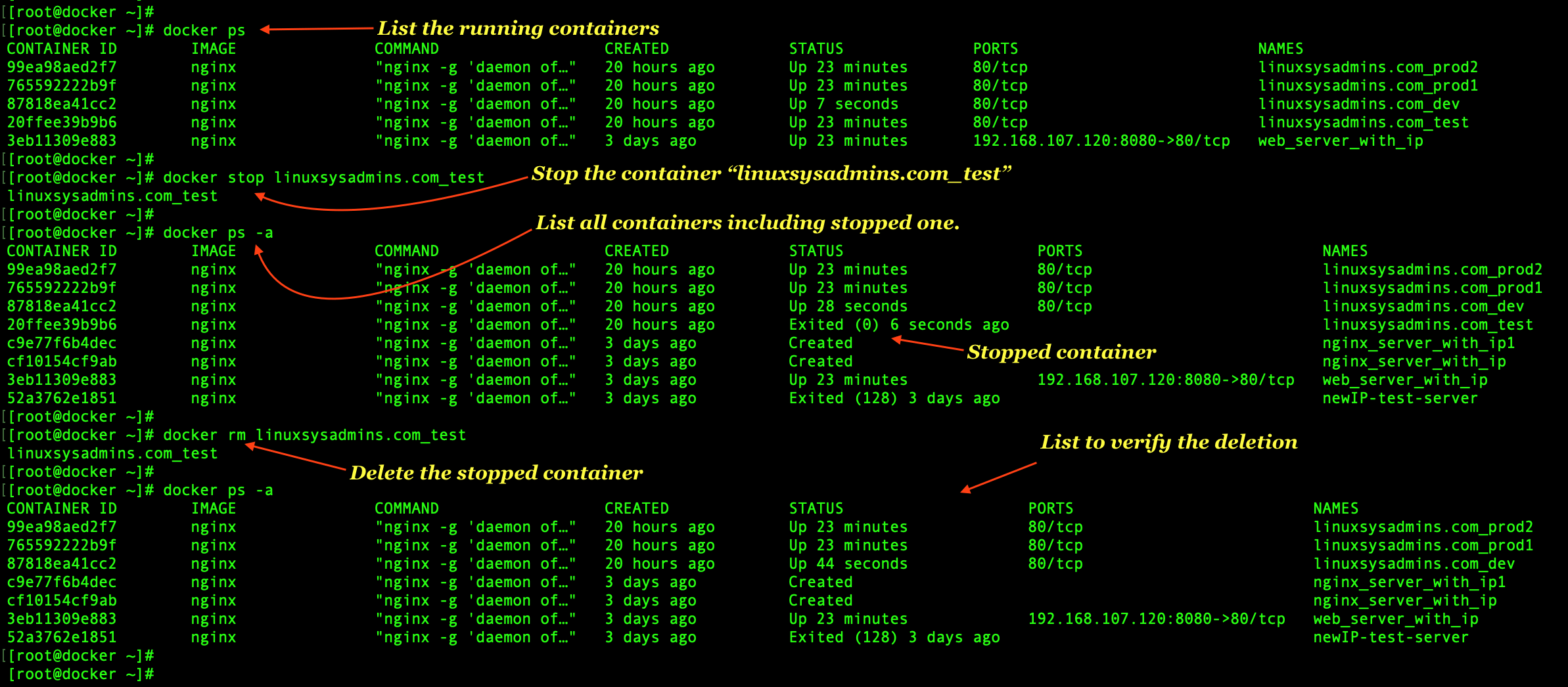 Removing docker containers