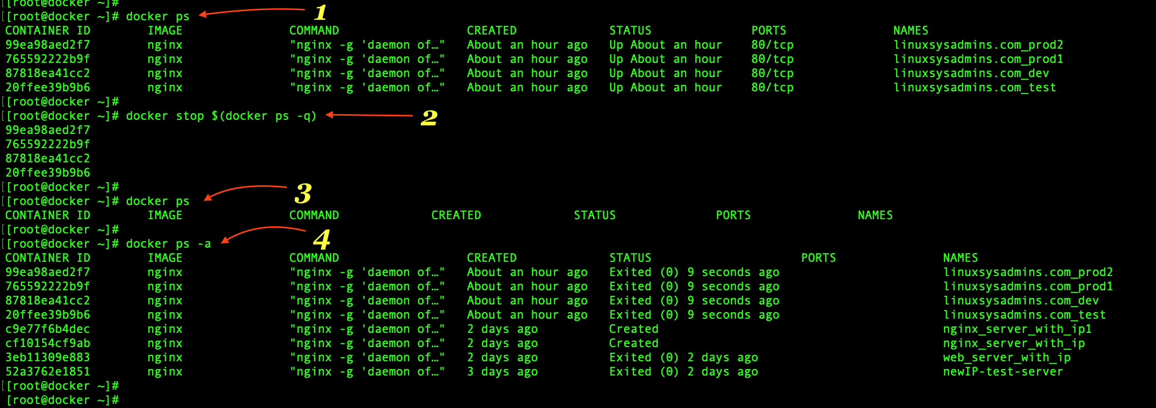 Stopping all docker containers