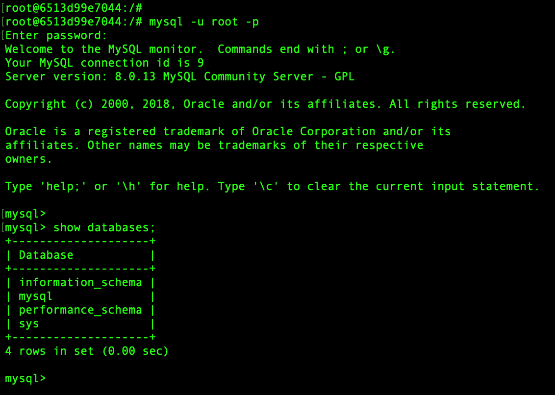 Verify MySQL login in Container