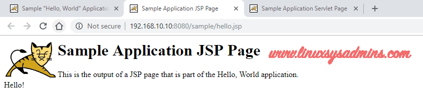 Sample application JSP page