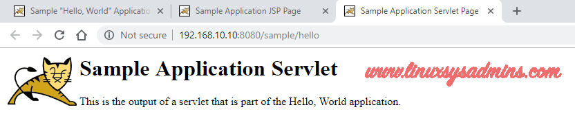 Sample application servlet