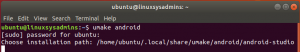 umake android studio and specify the path