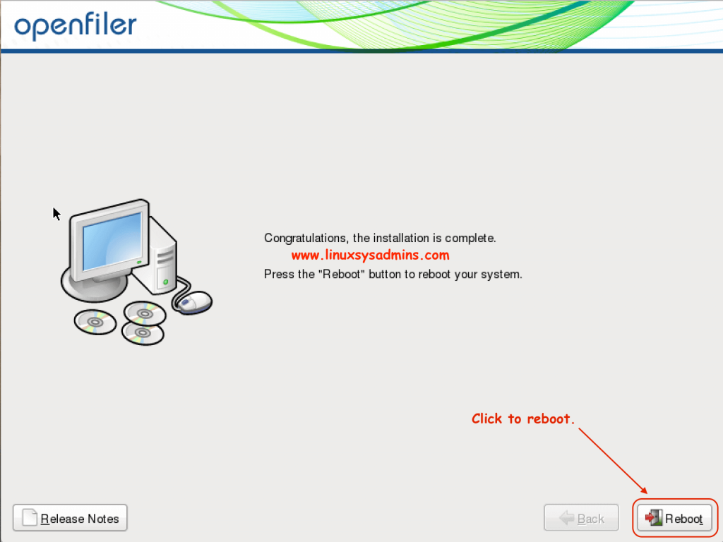 Click reboot to complete the installation