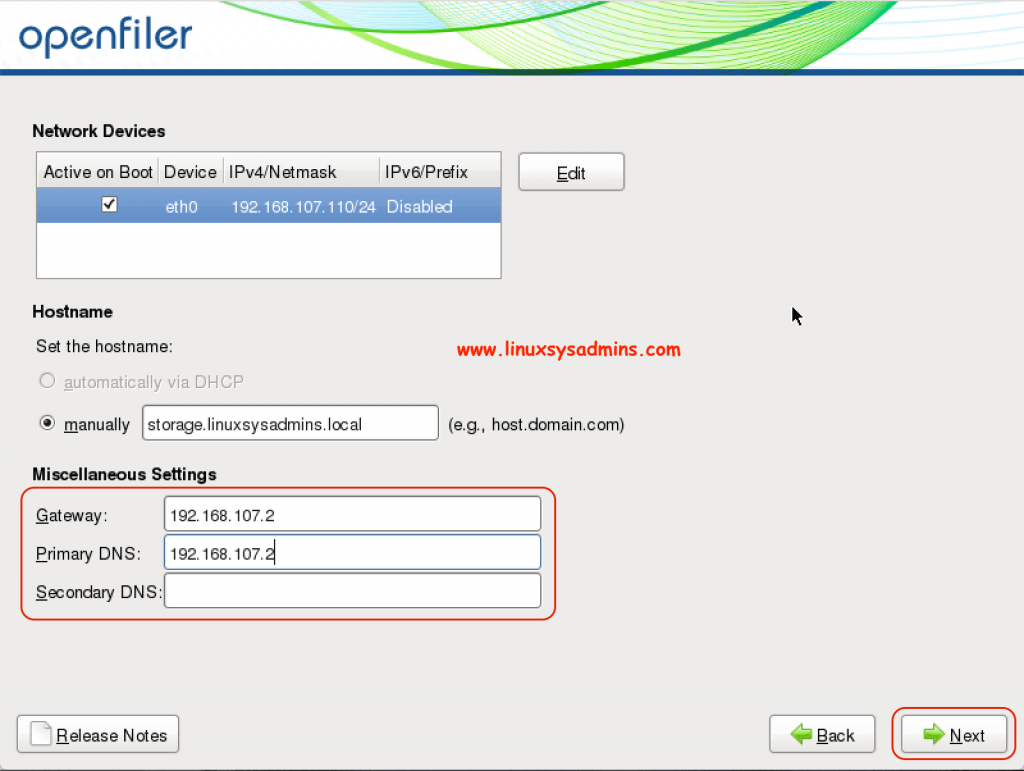 Configure Gateway and DNS