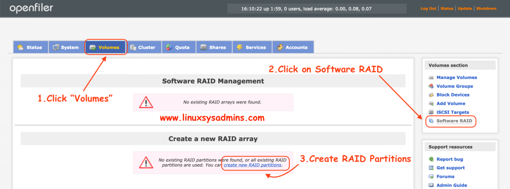 Create new RAID partitions