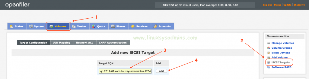 Adding new iSCSI target
