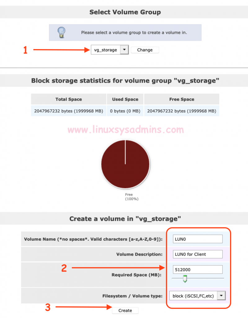 Creating block devices from volume group