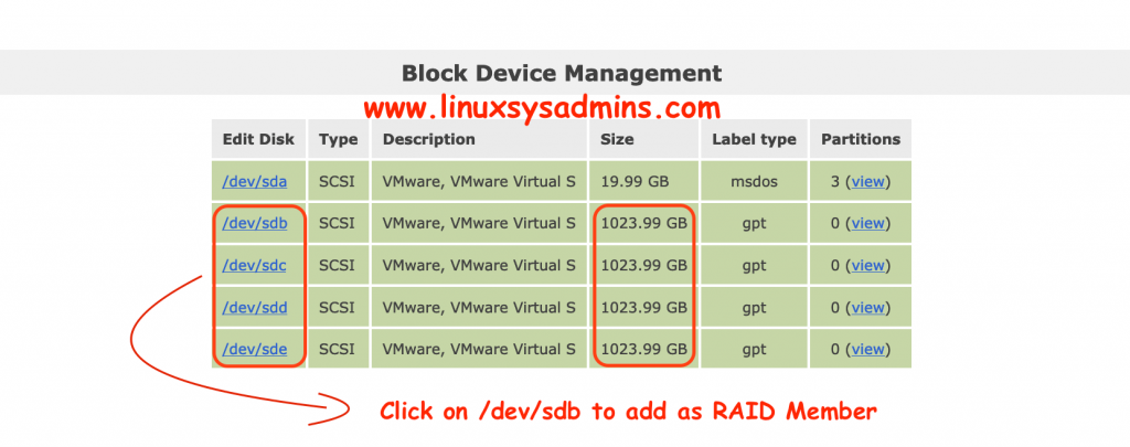 Block devices about to used under RAID set