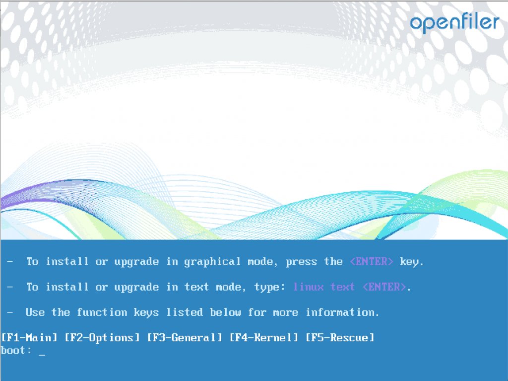 Openfiler. Graphics Mode. Graphic Modes.