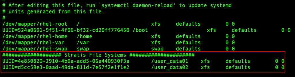 Stratis to create layered storage in RedHat Enterprise Linux 8 3