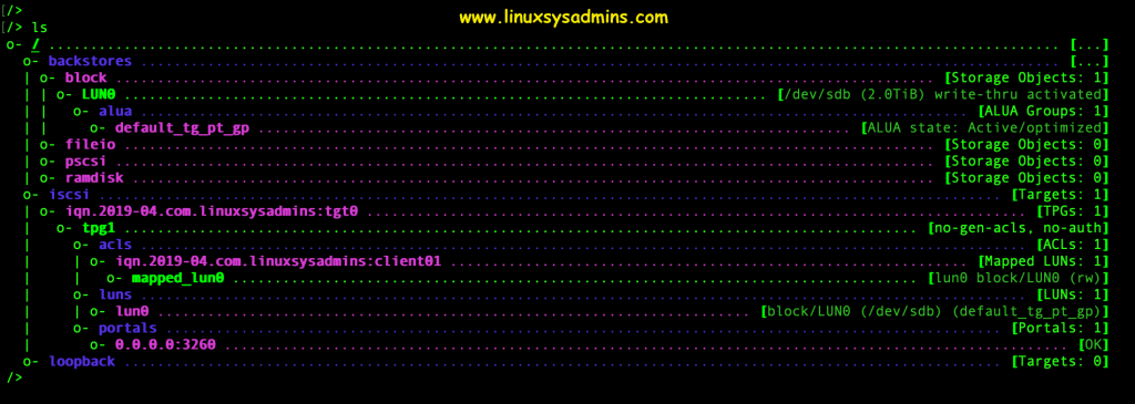 iSCSI after creating LUN 