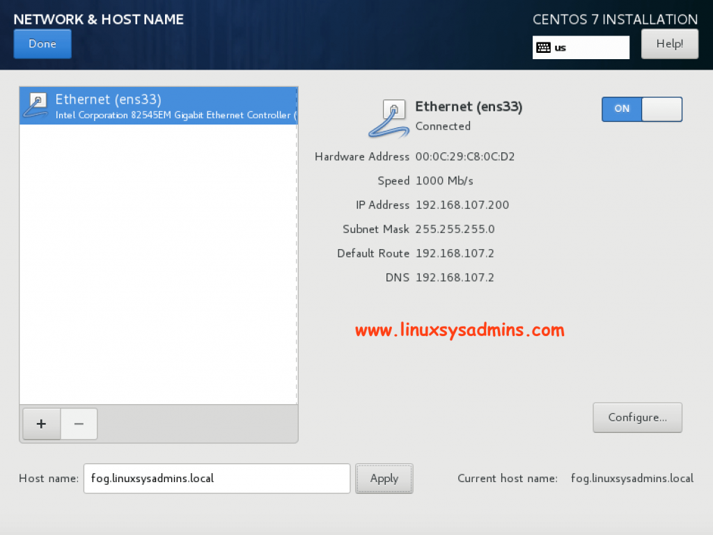 Hostname for Fog server