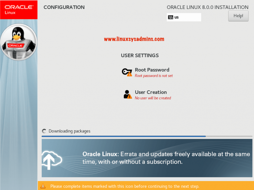 Creating root password