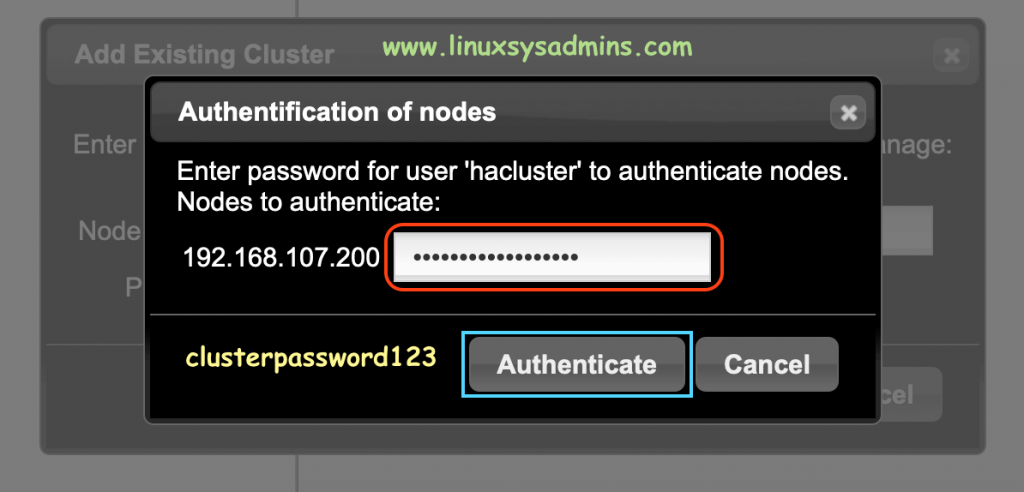 Authenticate with Cluster Password