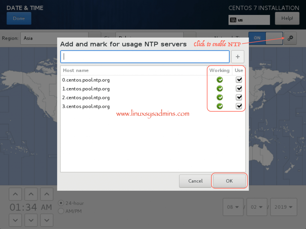 Time server configuration for Linux Cluster