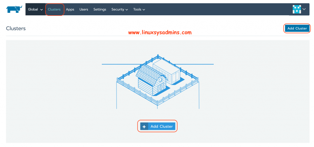 Adding a Cluster from Rancher GUI