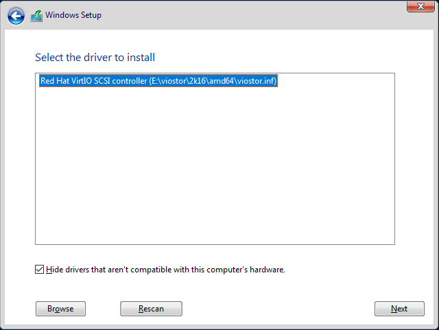 Select the driver to setup image for OpenStack