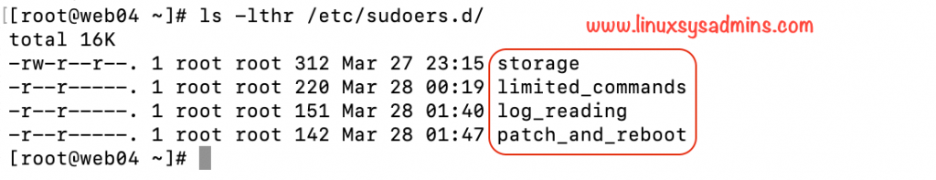 Linux sudo configurations