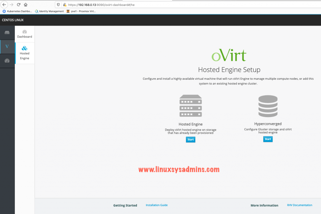 Ovirt Hosted Engine Setup page