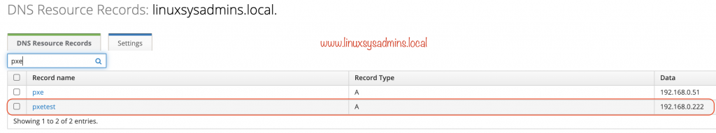 PXE Boot DNS Entry