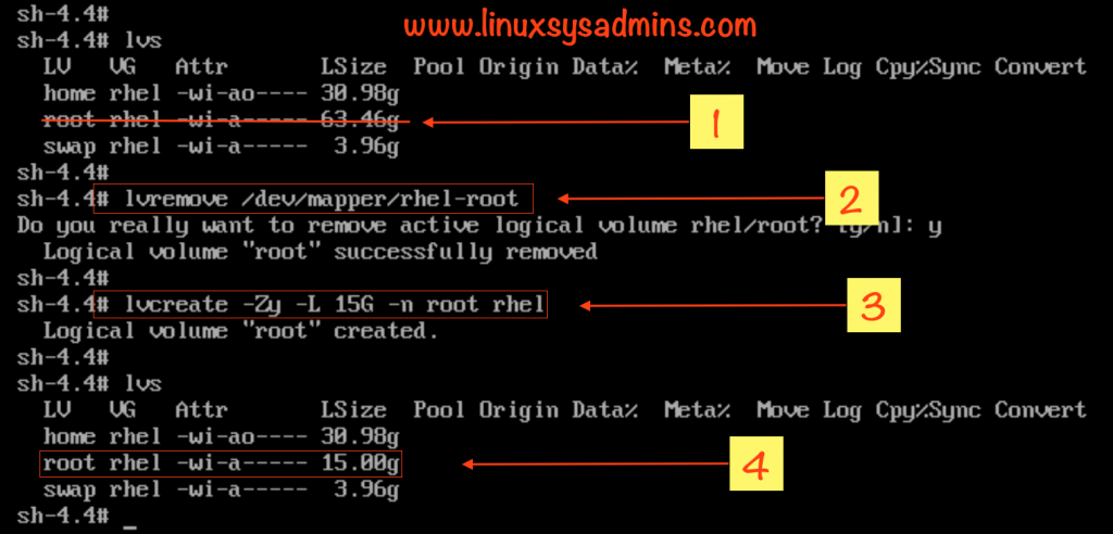 Shrink XFS and recreate logical volume