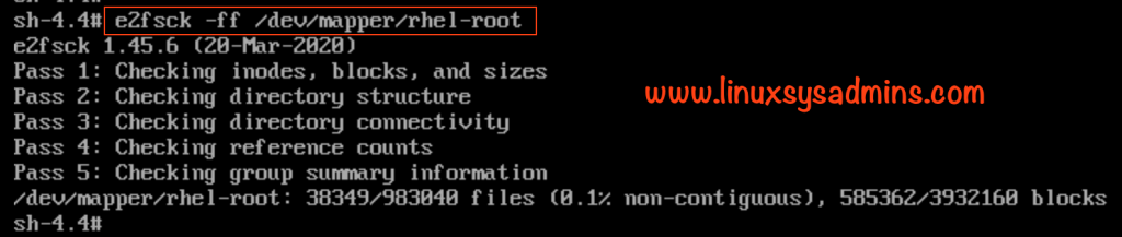 Once again check filesystem after resizing root LVM