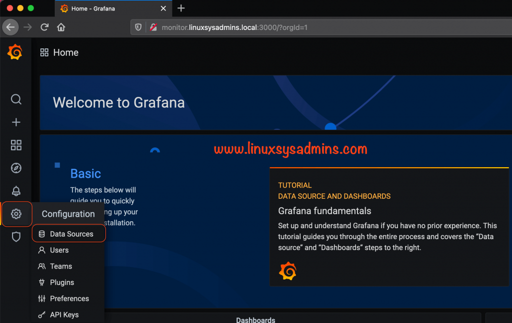 Adding datasource in grafana