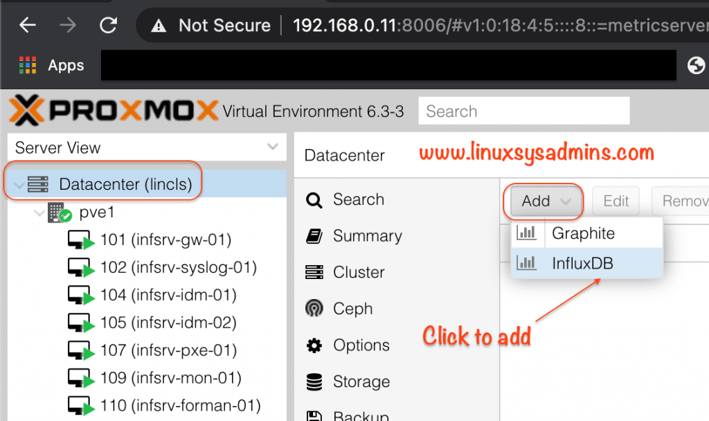 Adding metric configuration to Proxmox