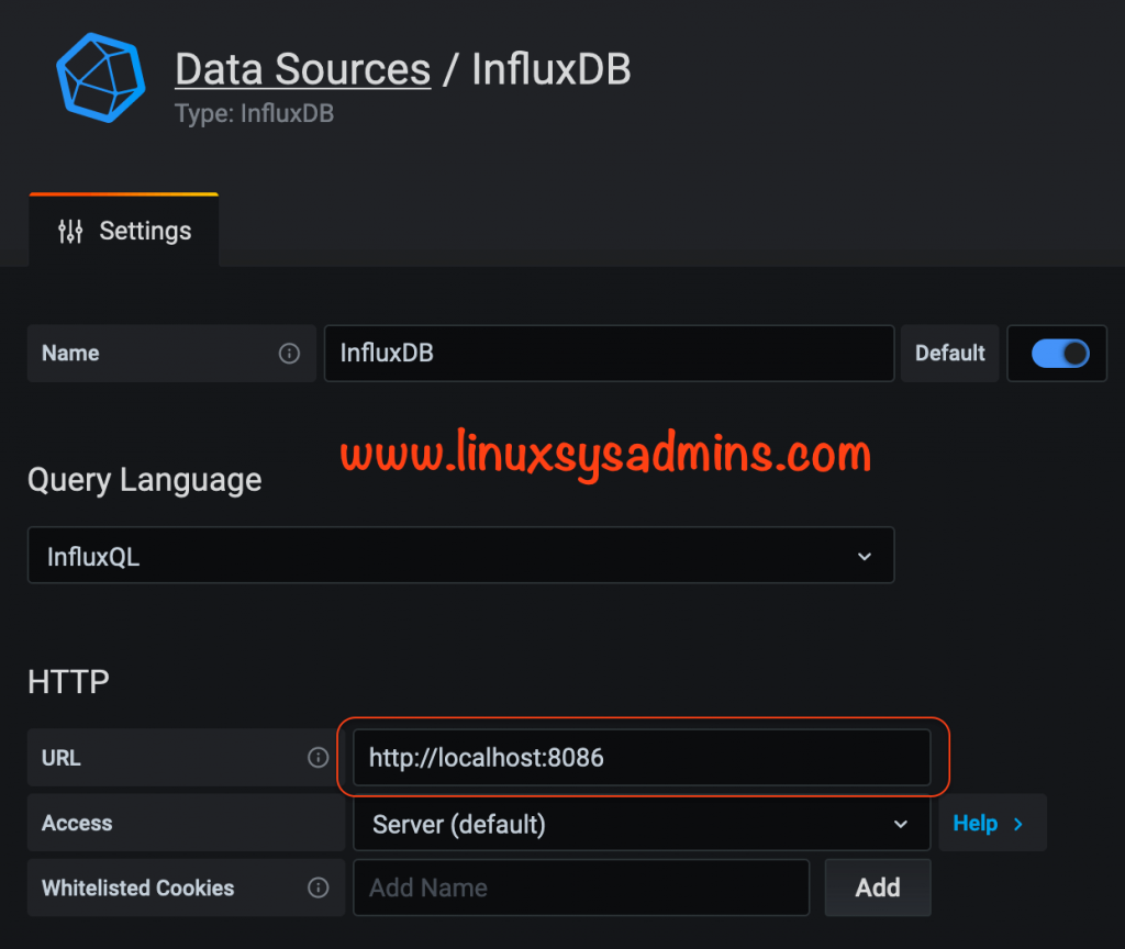 adding influxdb server info