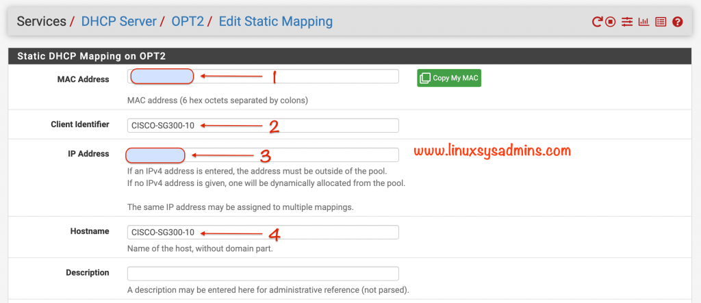 DHCP Static mapping for L3 Switch on pfSense